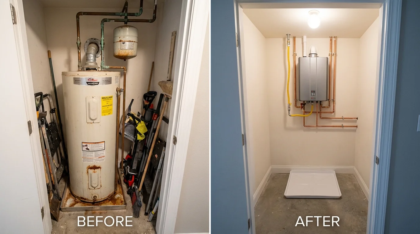 Tank water heater versus wall-mounted tankless unit comparison for Cresskill, NJ homeowners